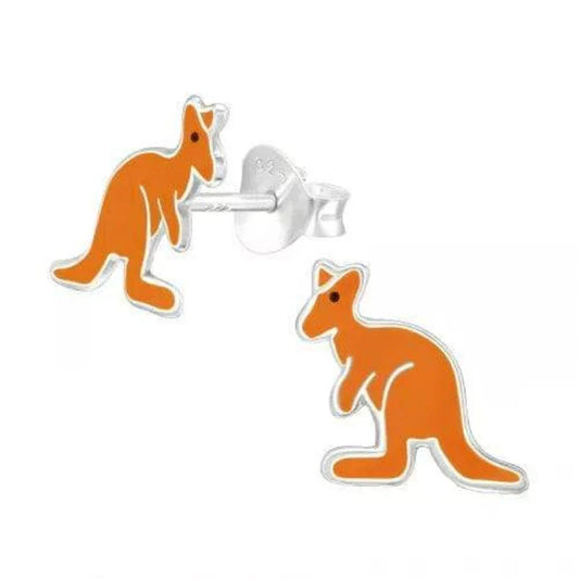 Kids Silver Kangaroo Stud Earrings