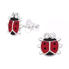 Kids Silver Ladybug Stud Earrings