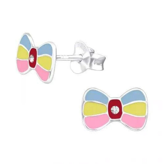 Kids Silver Bow Stud Earrings