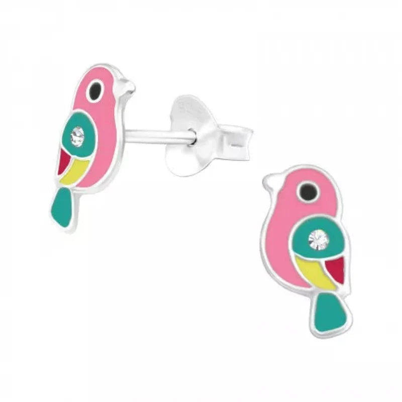 Kids Silver Bird Stud Earrings