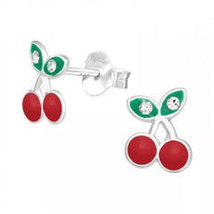 Kids Silver Cherry Stud Earrings