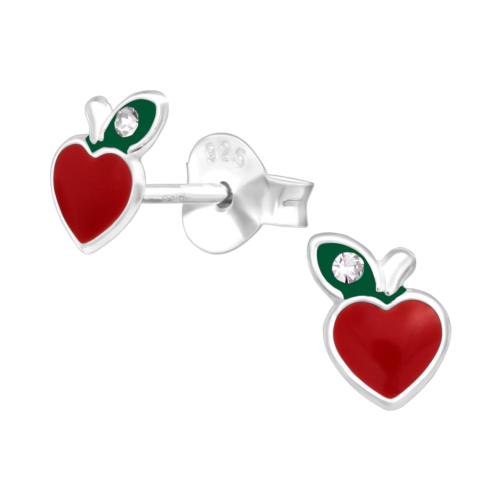 Kids Silver Apple Stud Earrings