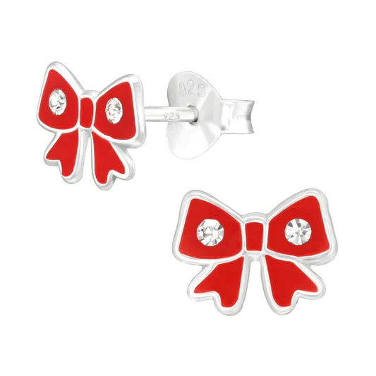 Kids Silver Bow Ear Studs