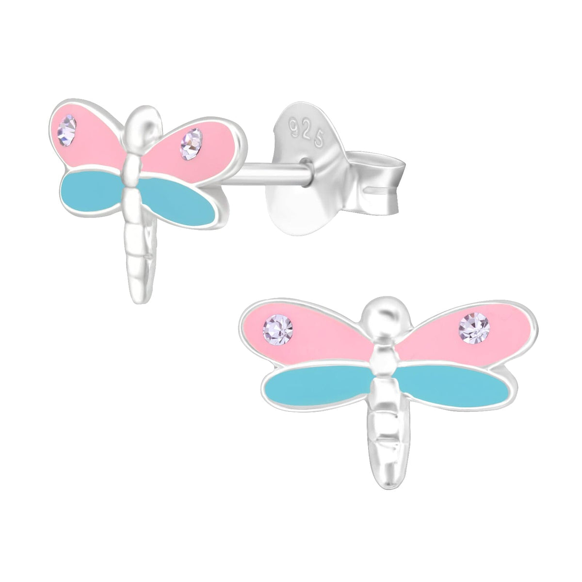 Kids Silver Dragonfly Stud Earrings