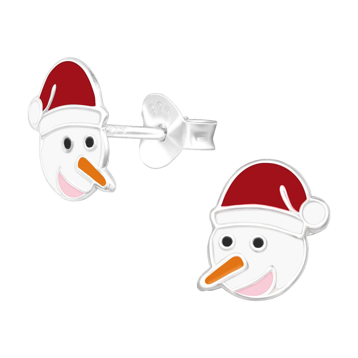 kids Silver Snowman Stud Earrings