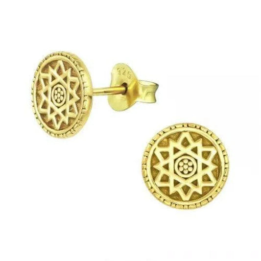 Gold Plated Sun Stud Earrings