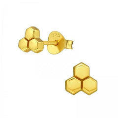 Gold Honeycomb Stud Earrings