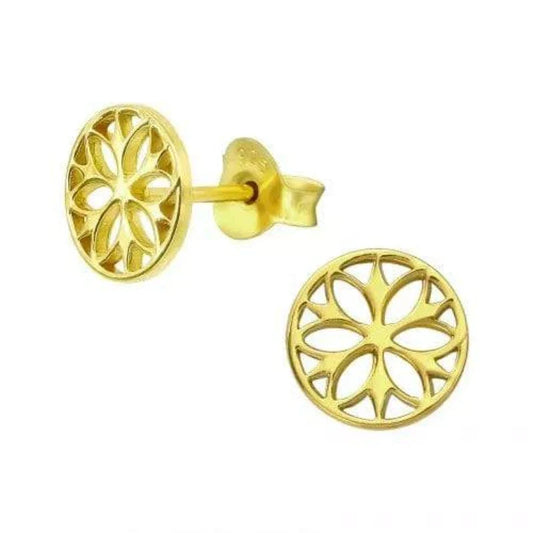 Gold Plated Flower Stud Earrings