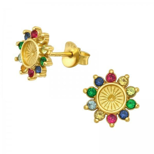 Gold Flower Stud Earrings