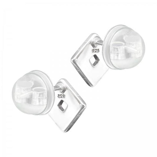 Kids  Silver Crystal Geometric Stud Earrings