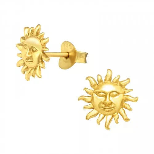 Silver Gold Sun Stud Earrings