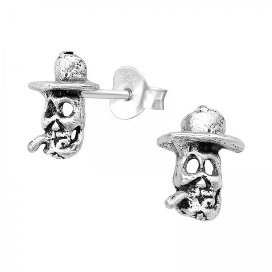 Silver Skull Stud Earnings