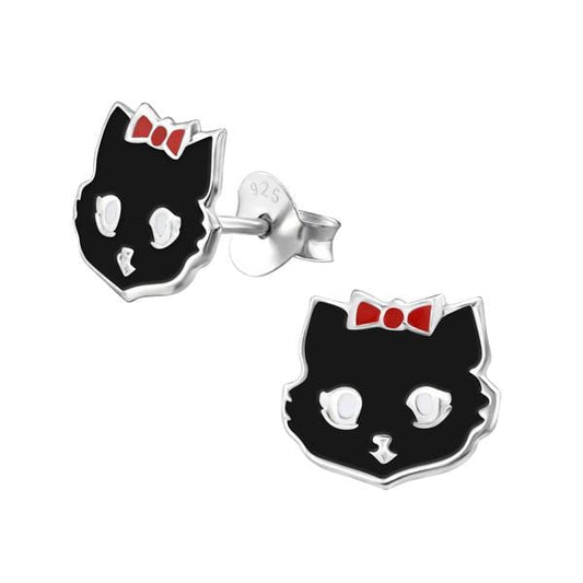 Kids Silver Cat Ear Studs