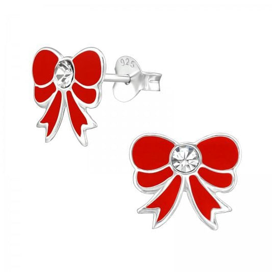 Kids Silver Bow Stud Earrings