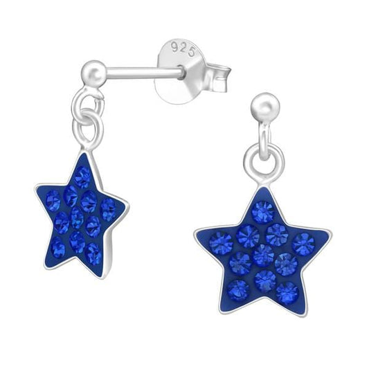 Kids Silver Hanging Star Ball Stud Earrings