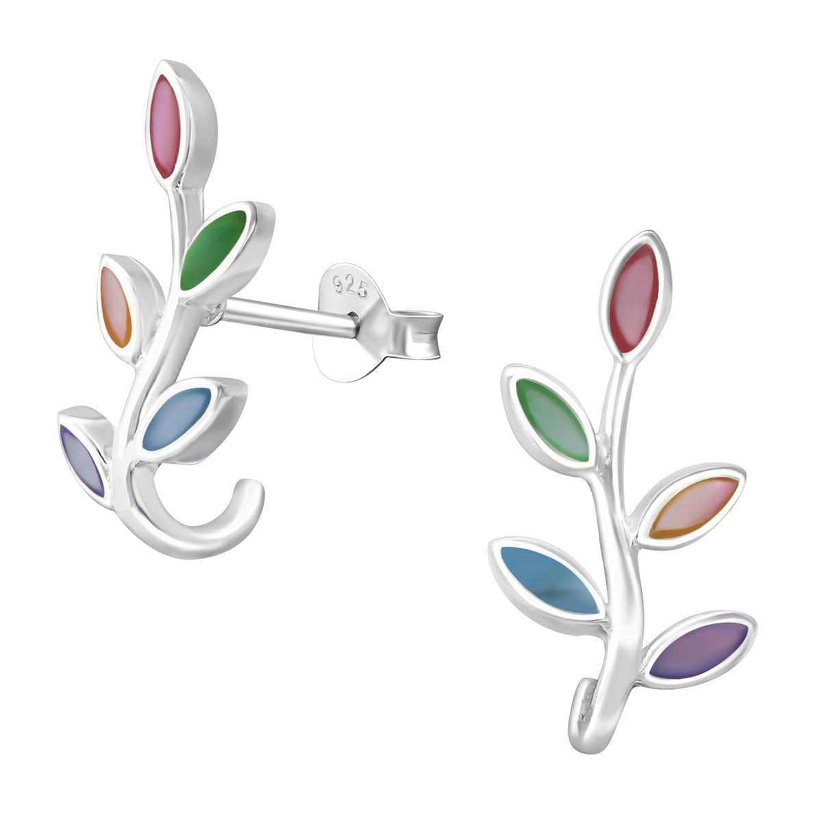 Sterling Silver Olive Branch Stud Earrings