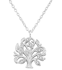 Sterling Silver Cubic Zirconia Tree Of Life Necklace