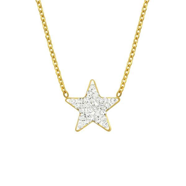 Gold  Steel Crystal Star Necklace