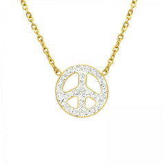 Steel Gold Peace Sign Necklace