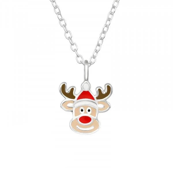 Kids Silver Reindeer Necklace