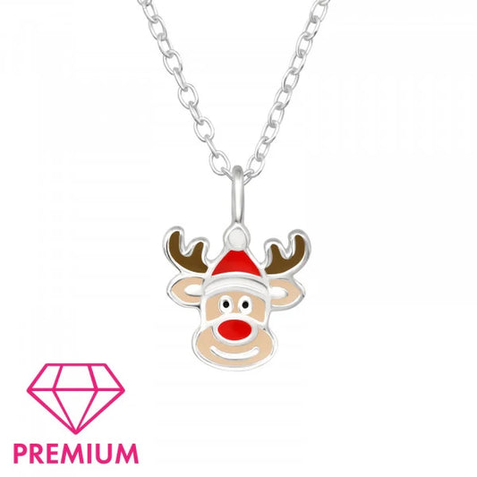 Kids Silver Reindeer Necklace