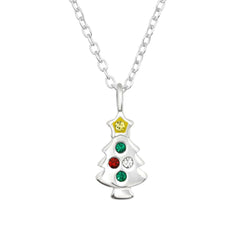 kids Silver Christmas Tree Necklace