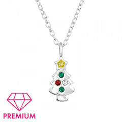 Kids Silver Christmas Tree Necklace