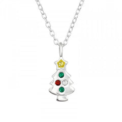 Kids Silver Christmas Tree Necklace