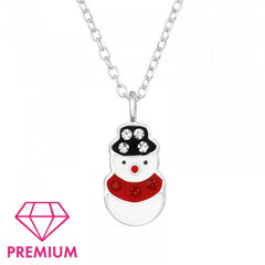 Kids Silver Snowman Necklace