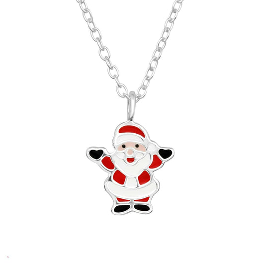 kids Silver Santa Claus Necklace