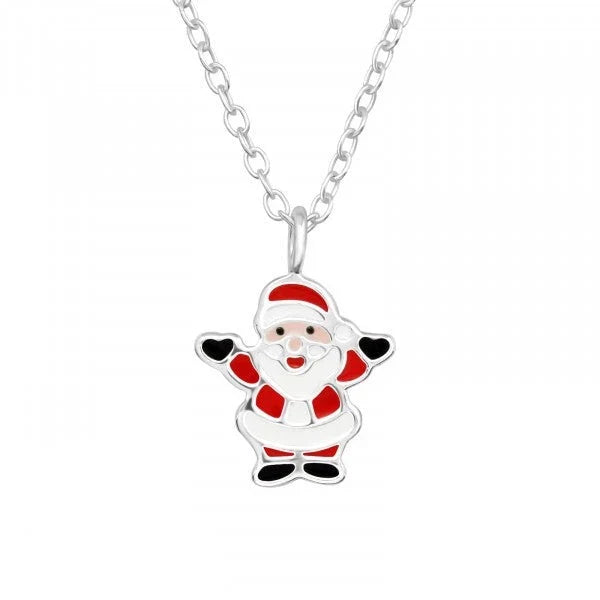 Kids Silver Santa Claus Necklace