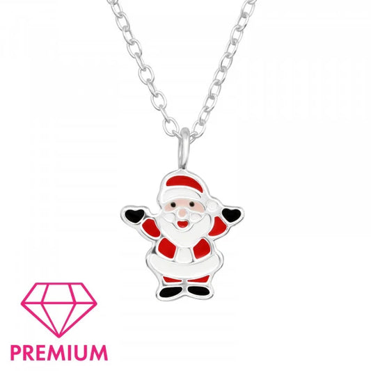 Kids Silver Santa Claus Necklace