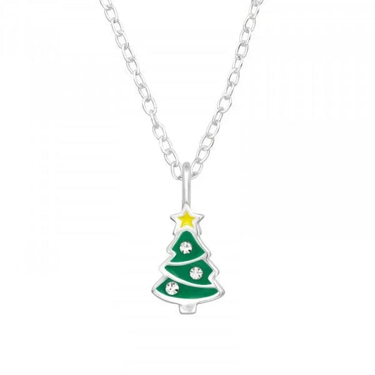 Kids Silver Christmas Tree Necklace