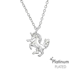 Platinum Silver Unicorn  Necklace for Women