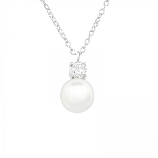 Silver Round Pearl Necklace