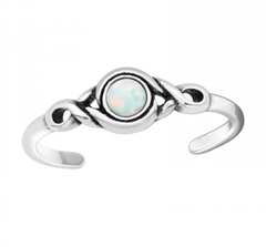 Silver Opal Adjustable Toe Ring