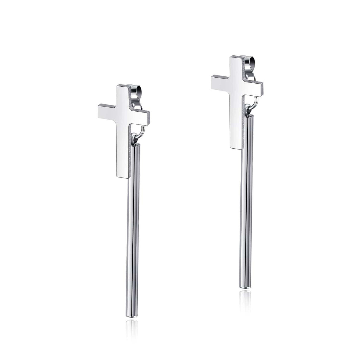 Mens Stainless Steel Cross Earrings