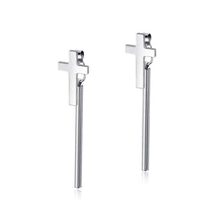 Mens Stainless Steel Cross Earrings