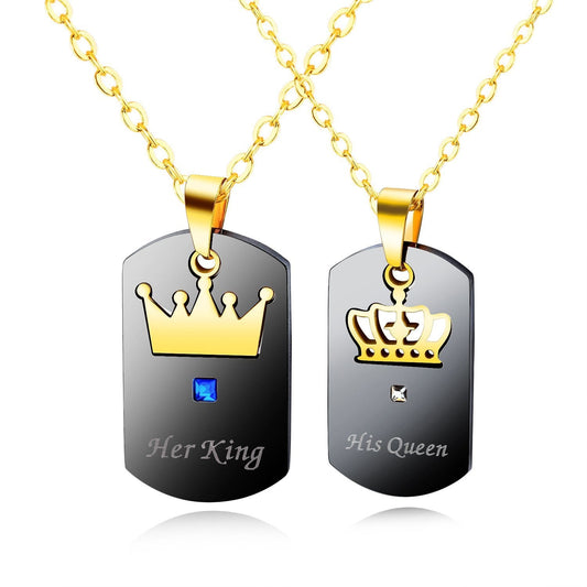 Her King His Queen Couple Necklace Set