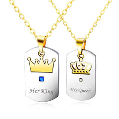 Her King His Queen Couple Necklace Set