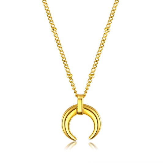 Stainless Steel Gold Crescent Moon Necklace For Women