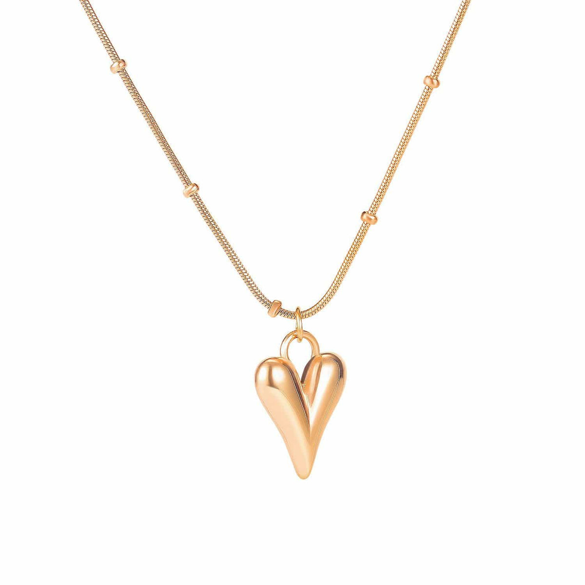 Steel Rose Gold 3D Heart Necklace