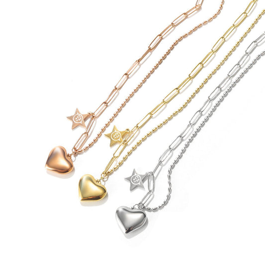 Stainless Steel Love Heart Chain Necklace