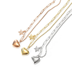 Stainless Steel Love Heart Chain Necklace