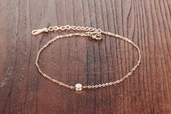 Stainless Steel Rose Gold CZ Anklet Bracelet