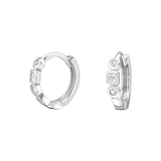 Silver CZ Hoop earrings