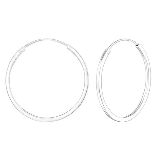 Silver Hoop Earrings  30mm