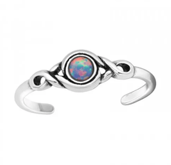 Silver Opal Adjustable Toe Ring