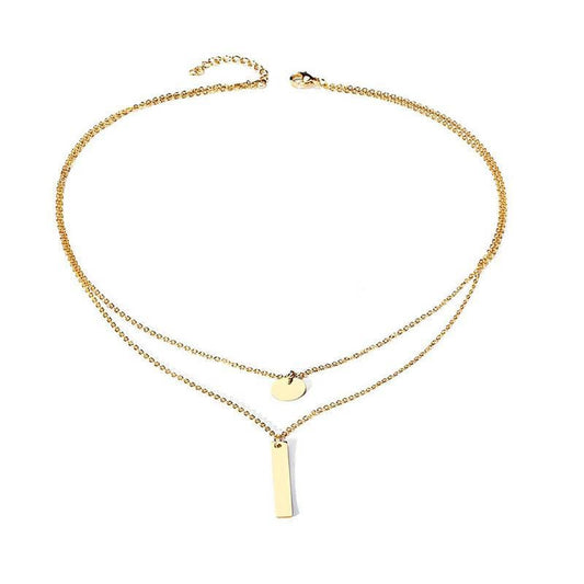 Stainless Steel Gold Bar Necklace