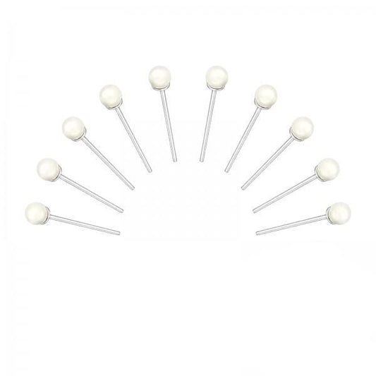 Set of 10 2mm Pearl Bend Nose Studs